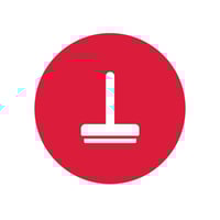 Un cercle rouge contenant une icône blanche représentant une serpillière plate.