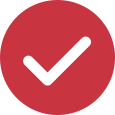 A white checkmark inside a red circle.